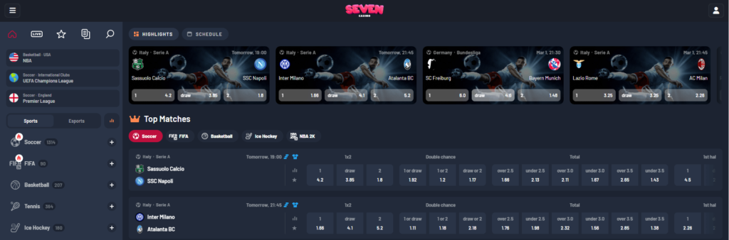 Seven Casino Betting Section