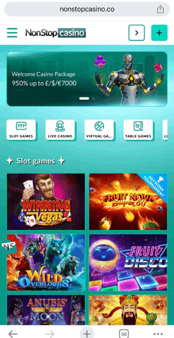 NonStop Casino's Mobile Platform