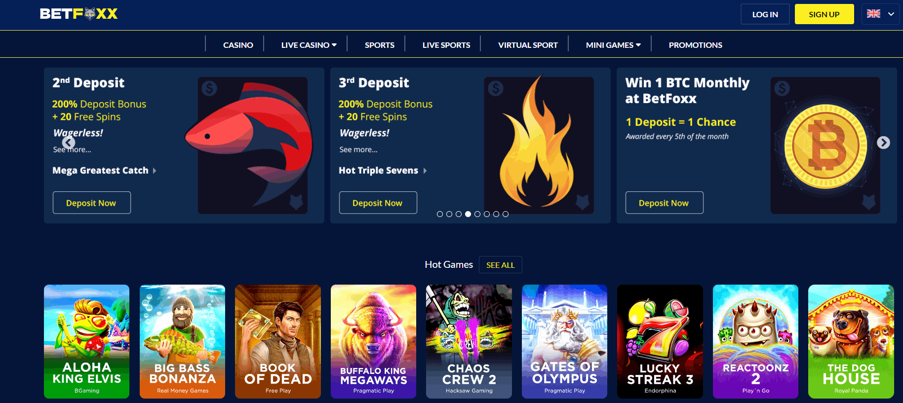 Betfoxx Casino Main