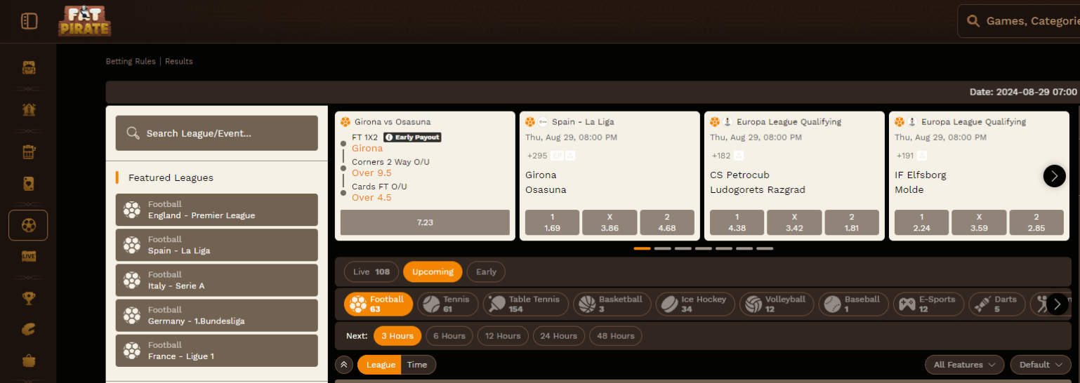 Fat Pirate Betting Section