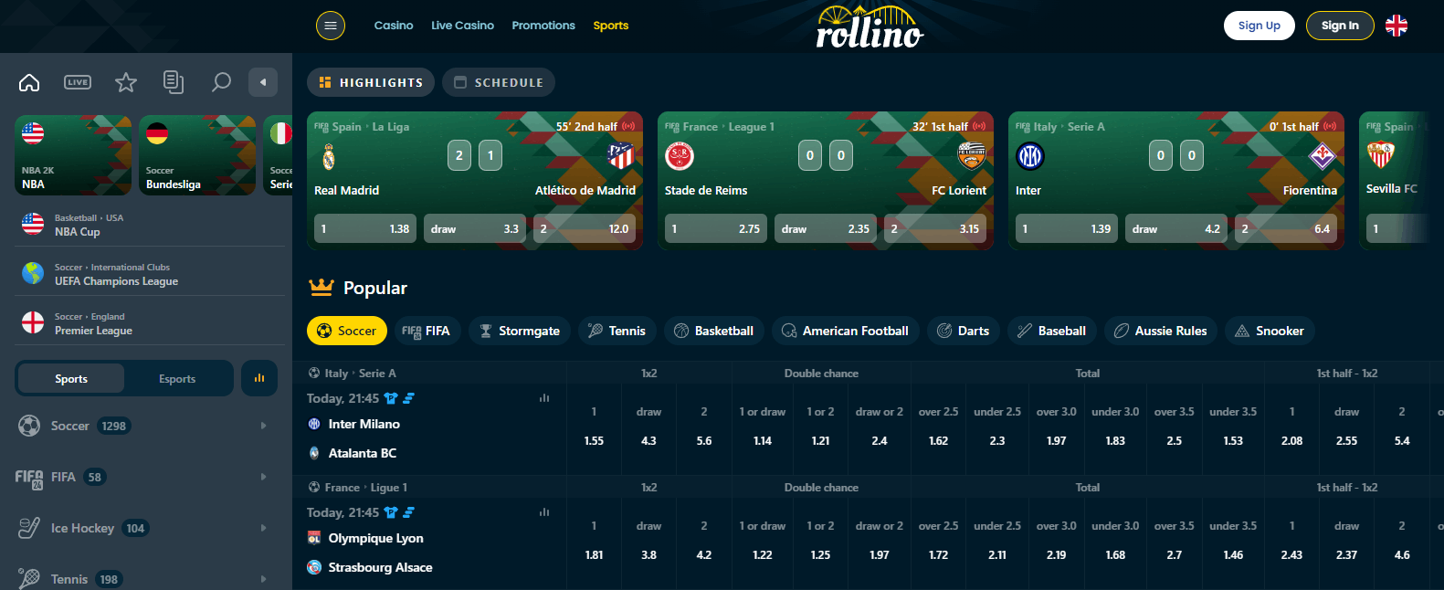 Rollino Betting Section