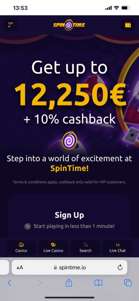 SpinTime Casino Mobile