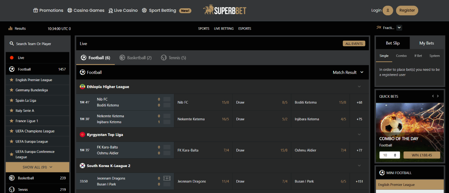 Superb Casino Betting Section