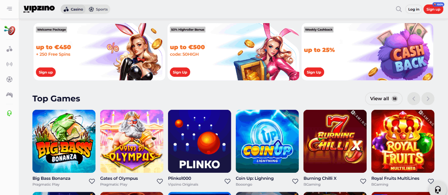 Vipzino Casino Main