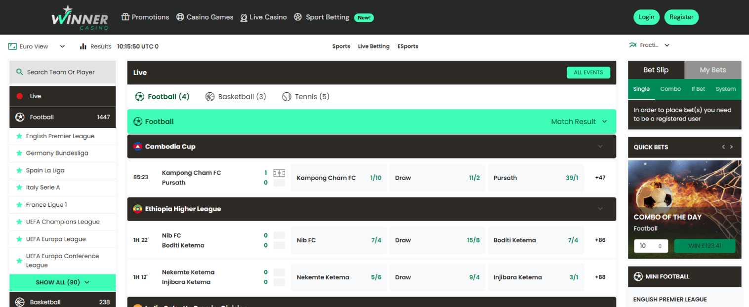 Winner Casino Betting Section