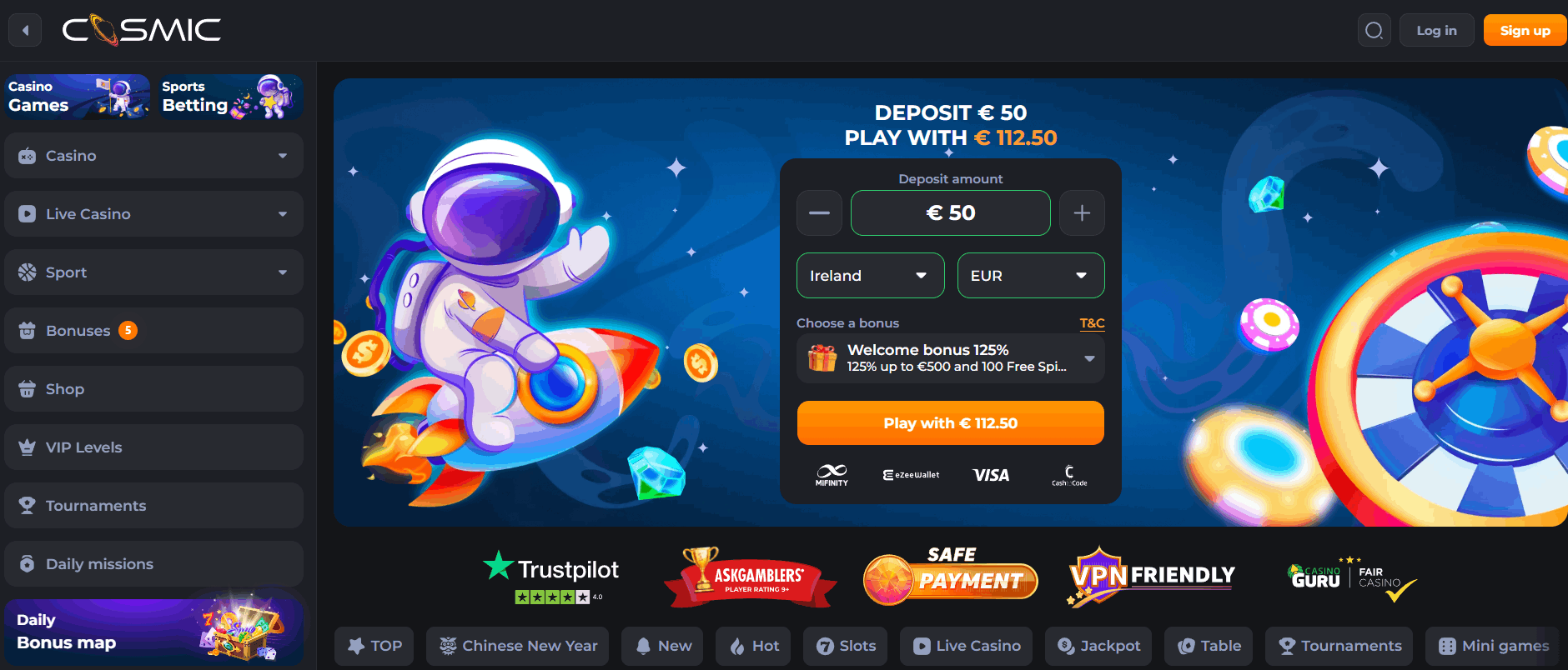 CosmicSlot Casino Main