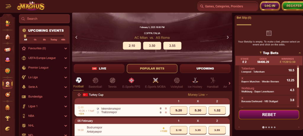 Magius Sports Betting Section