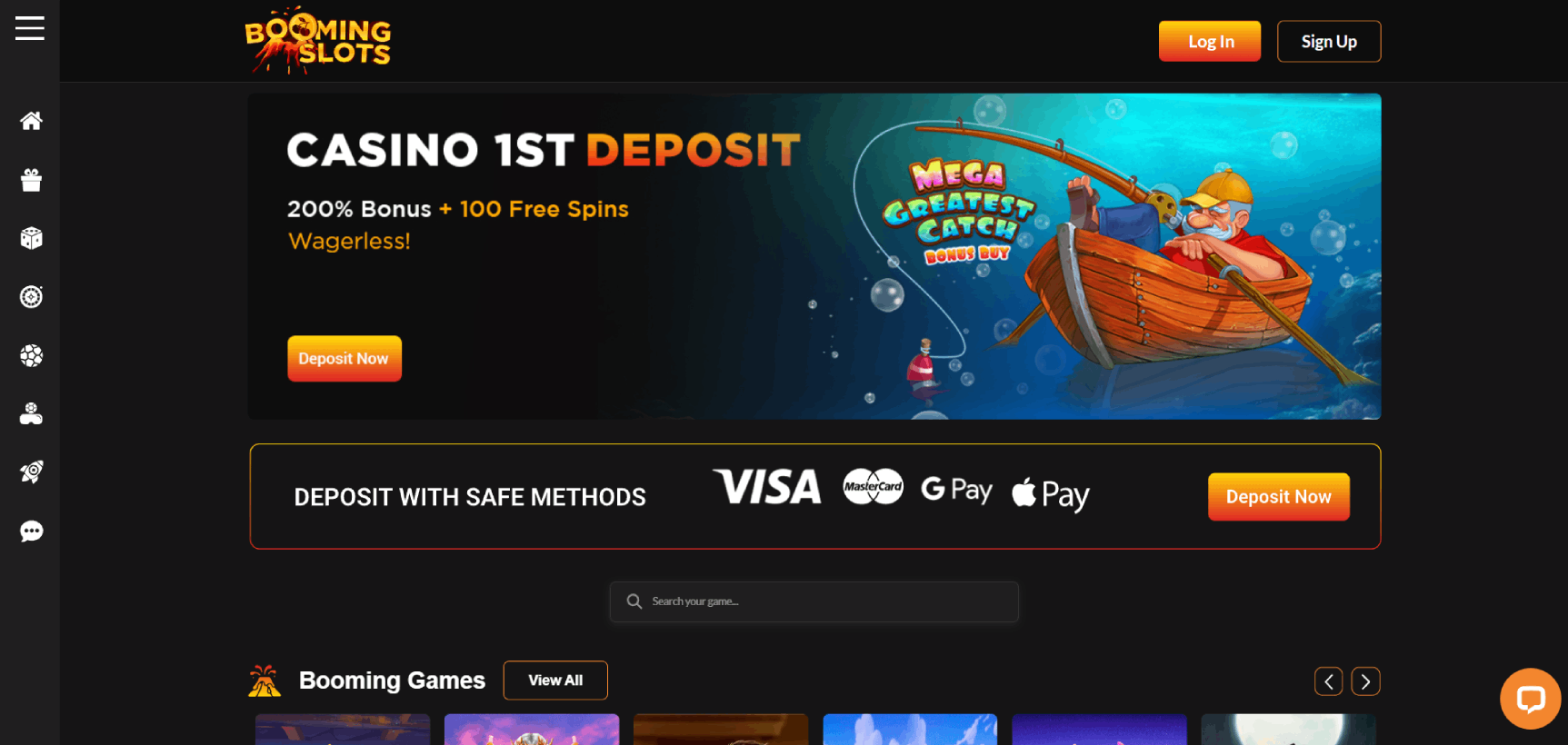 Boomingslots Casino Main page