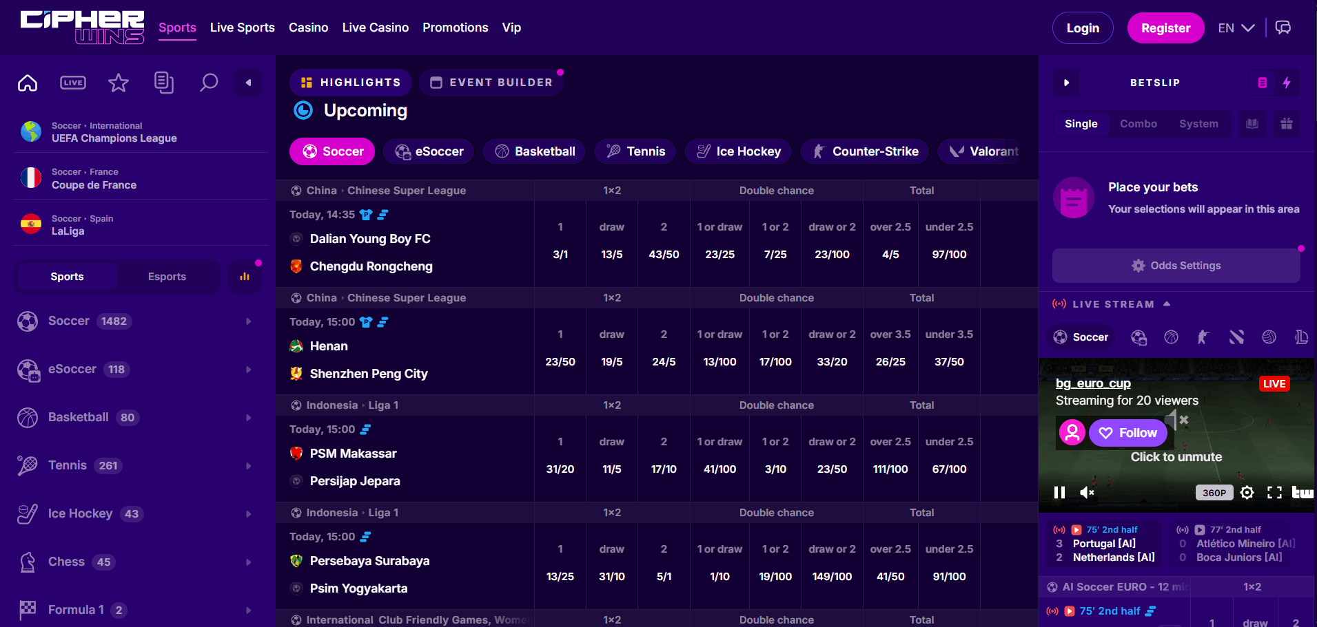 Cipherwins Sports Betting Section