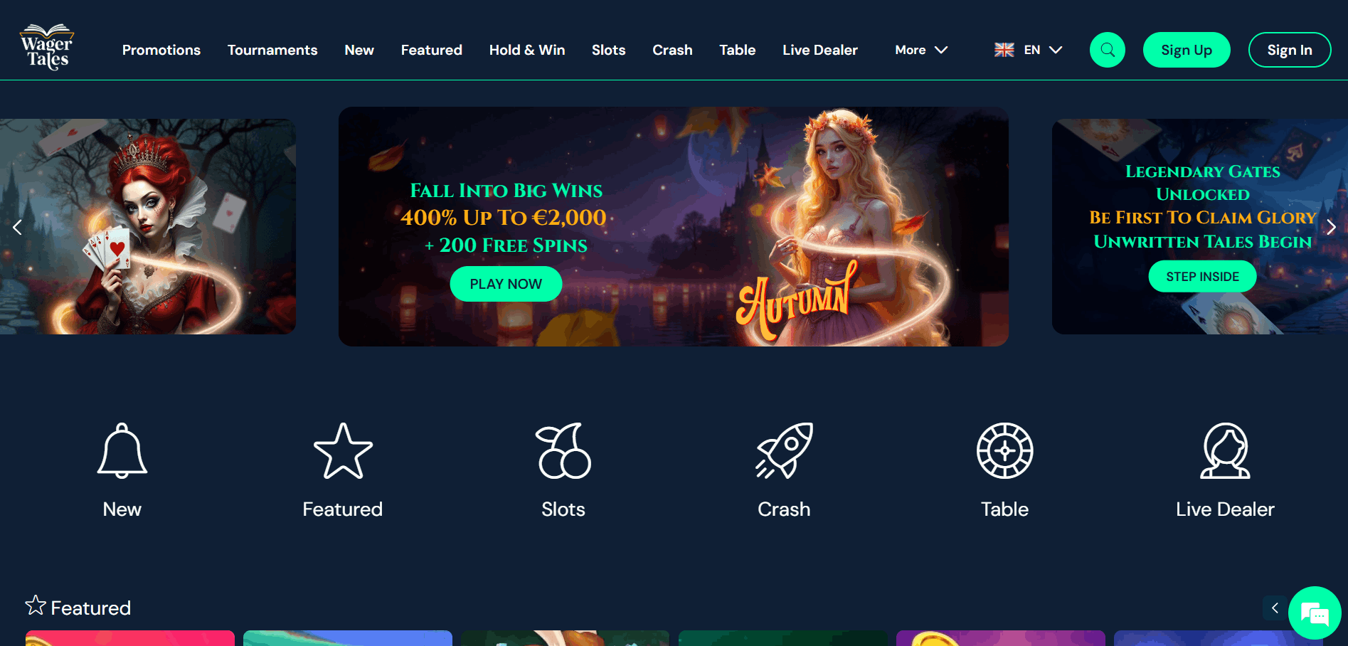 Wager Tales Casino Main page