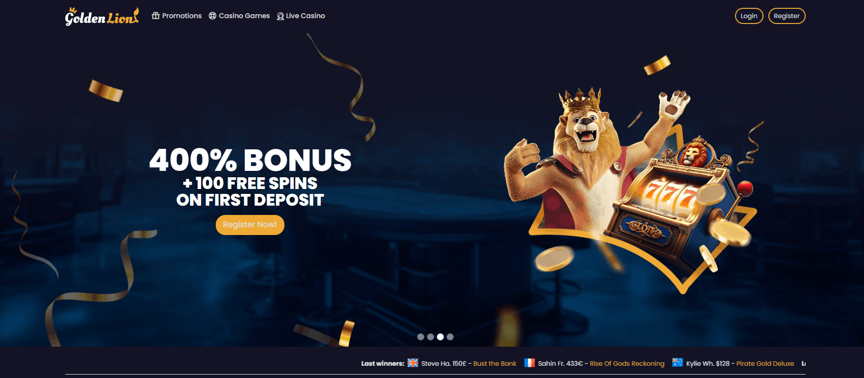 Golden Lion Casino Main page